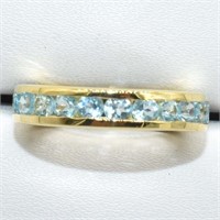 Yellow Gold Plated Sterling Blue Topaz Ring SJC