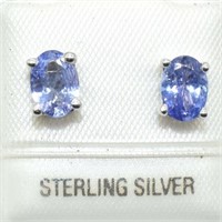 Sterling Silver Tanzanite Stud Earrings SJC