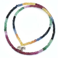 Sterling SIlver Ruby, Sapphire & Emerald Necklace