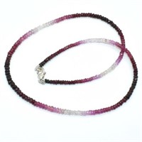 Sterling Silver Ombre Beaded Ruby Necklace SJC