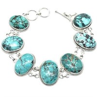 Sterling Silver Tibetan Turquoise Bracelet SJC