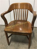 Curved Back Wood Arm Chair