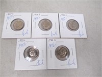5 Carded Proof Roosevelt Dimes - 1969-S, 1970-S