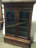 Antique walnut glass door bookcase