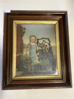 Framed oil on canvas of child circa 1851