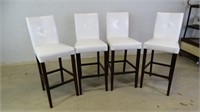 (4) Pier One Imports White Faux Leather Bar Stools