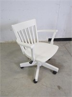 White Wooden Rolling Computer Desk Chair