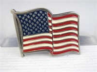 Flowing American Flag Themed Belt Buckle