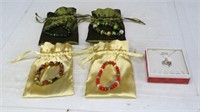 Assorted Stone Bracelets & Heart Pendant Necklace