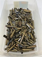 Box of misc caliper brass shells ammo