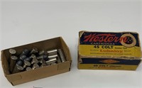 Western 45 Colt vintage box approx 1/2 box ammo