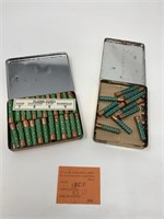 2 Tins 9mm ammo vintage tins