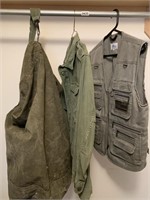 Military Duffel Bag and 2 Coats / Vest