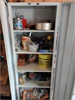 Metal cabinet and contents.