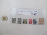 5 timbres Transfert 1913 et 1 x 2$ Enregistrement