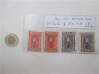 4 timbres  Law Quebec dont 2x 1$ différente