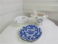 Group of Blue & White Plates, Lrg. Bowls & Tureen