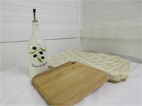 Lenox Table Cloth; cutting board & Olive Oil
