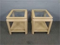 2x Glass Top Lamp / End Tables