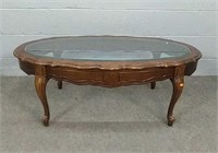 Oval Pie Crust Coffee Table / Beveled Glass