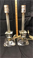 vintage pair glass lamps