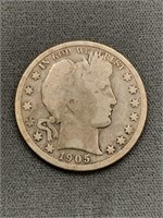 1905 Barber Silver Half Dollar