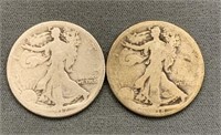 2x - 1917, 1918 Walking Liberty Half Dollars