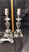 Pair vintage glass lamps