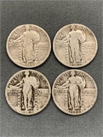 4x Standing Liberty Silver Quarters