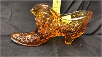 Fenton Amber glass shoe