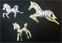 Horse & Zebra Brooch Pins