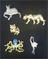 5 X Bid Signed Brooches Pins Designers Are Mz
