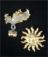 2 X Bid On Large Signed Brooches Pins By Avon