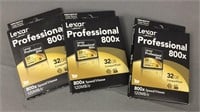 3x Lexar Professional 800x 32 Gb Compact Flash