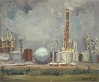 Dorothy Frantz Painting, Industrial Scene.