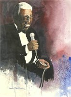 Watercolor of Joe Williams by Harmon Montgomery.