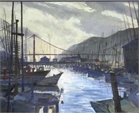 Watercolor / Gouache, Harbor Scene, by Earl Gross.