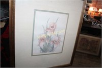 SIGNED WATERCOLOR OF IRIS'S