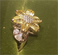 Nolan Miller Sunflower Gemstone Cocktail Ring Sz