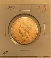 1892 LIBERTY $10 GOLD PIECE- XF