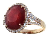 14kt Gold Oval 9.35 ct Ruby & Diamond Ring
