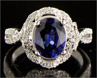 14kt Gold 2.91 ct Oval Sapphire & Diamond Ring