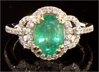 14kt Gold 2.18 ct Oval Emerald & Diamond Ring