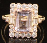 14kt Rose Gold 3.50 ct Morganite & Diamond Ring