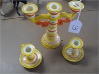 COLLECTION OF POTTERY CANDLE HOLDERS