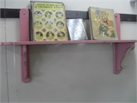 PAINTED WALL SHELF WITH COLLECTIBLE CHILD'S BOOKS