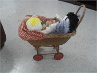 DOLL BUGGY WITH COLLECTIBLE DOLLS & STUFFED ANIMAL