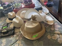 LOT OF STRAW HATS SOME DRESSY FASHION HATS