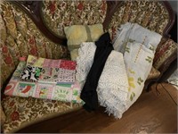 LOT OF LINENS BLANKETS PILLOWS AFGHAN