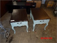 2 MERSMAN TABLES - BLUE AND BROWN